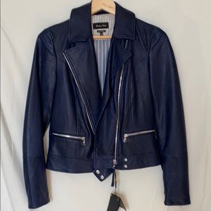 Navy Leather Jacket